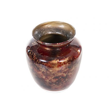 Petite Eglomise Murano Glass Vase, Italy 1960s, Signed