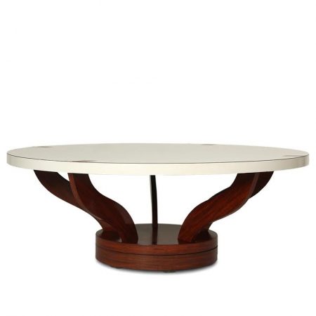Vintage Lazy Susan Coffee Table with Rosewood Arched Legs