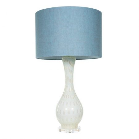 Vintage White Cloudy Murano Table Lamp with Lucite Base