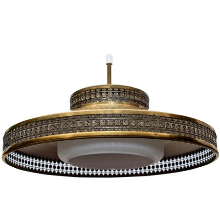 1960s Brass Pendant Light with Florette Design