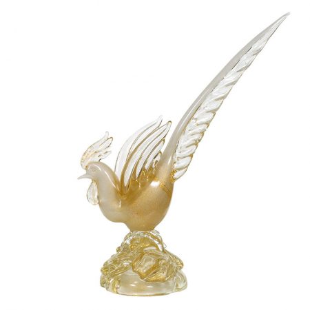 Vintage Murano Glass Pheasant with Gold Leaf