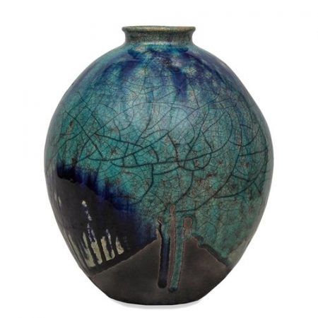 Vintage Handmade Fulper Flambed Drip Glaze with Crackle Vase