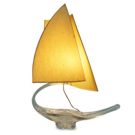 Rare Vintage Murano Gondole Design Glass Table Lamp with Original Shade