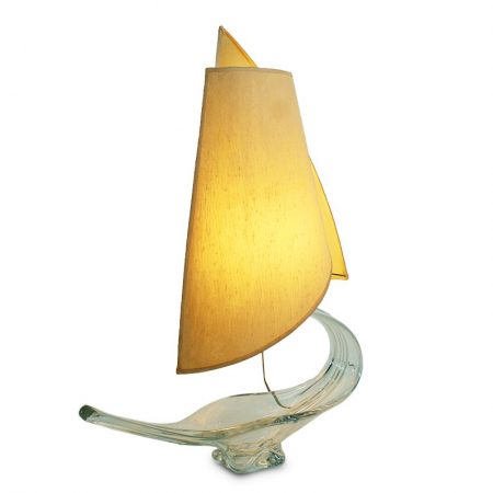 Rare Vintage Murano Gondole Design Glass Table Lamp with Original Shade
