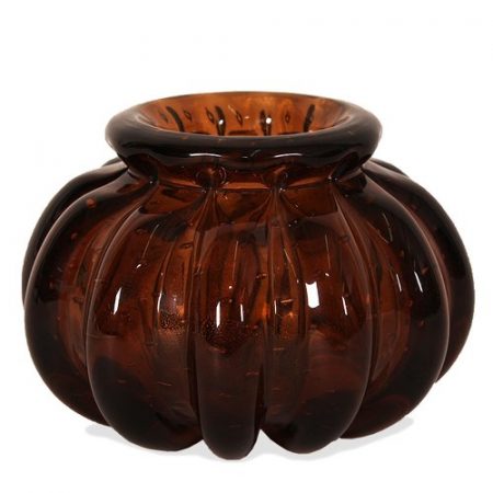 Donghia Ribbed Murano Glass Vase Venice Italy - Signed