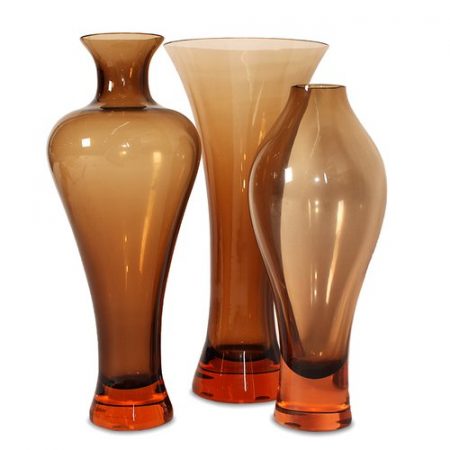 Set of 3 Donghia Murano Glass Vases Venice Italy - Signed