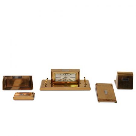 5 piece Mid Century Modern Roycroft by Silvercrest Bronze Brass Desk Accessories