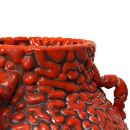 Vintage Large Bulbous Textured Vase with Handles