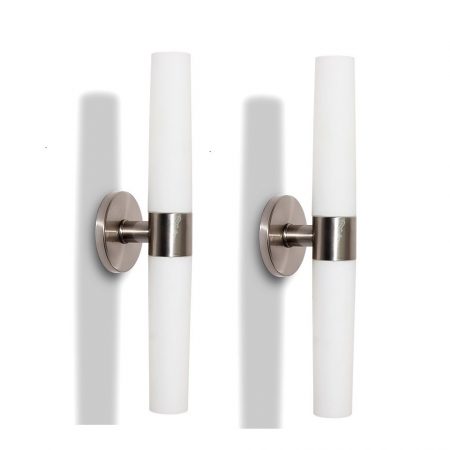 Pair of Modern Sconces with Frosted Glass Shade