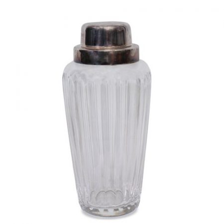 Vintage Glass Martini Cocktail Shaker with Silver Plated Metal Lid
