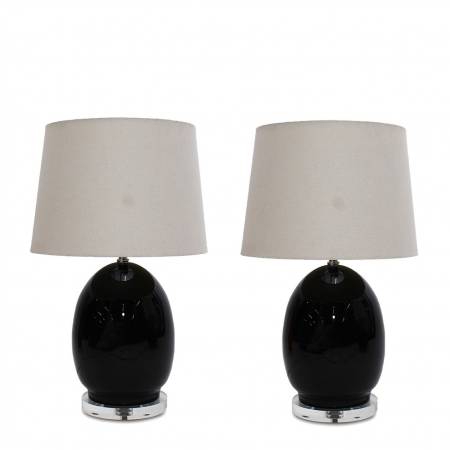 Pair of Ceramic Lamps with Lucite Base
