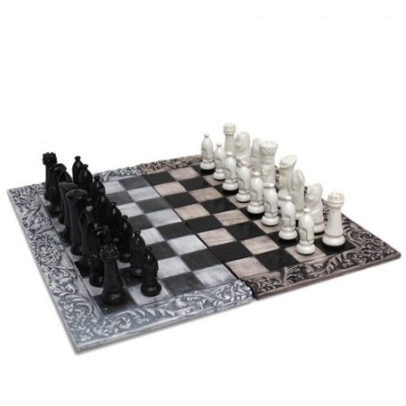Raku Ceramic Chess Set with Board