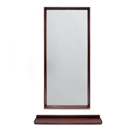 Swedish Rosewood Wall Mirror with Floating Shelf