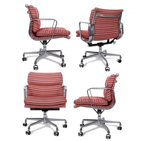 Set of 4 Eames Soft Pad Management Chair by Charles and Ray Eames for Herman Miller with Missoni Fabric
