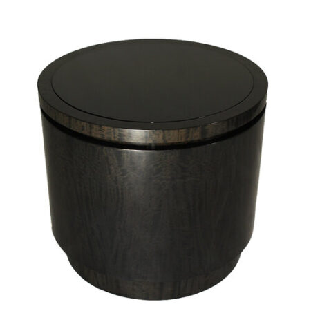 Contemporary Drum Occasional End Table with Tinted Glass Top