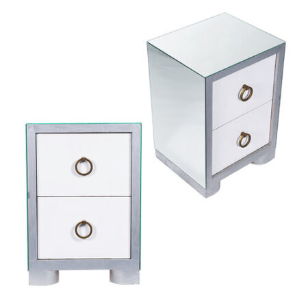 Pair of John Widdicomb Style Mirrored 2-Drawer Bedside Tables