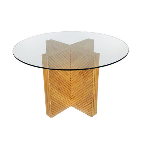 Mcguire Style Dining Table with Glass Top