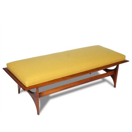 MCM Sculptural Walnut Bench with Boucle' Upholstery
