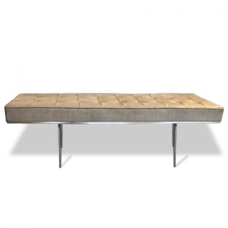 Original Desiron Modern Bench with Faux Shagreen Seat and Chrome Legs
