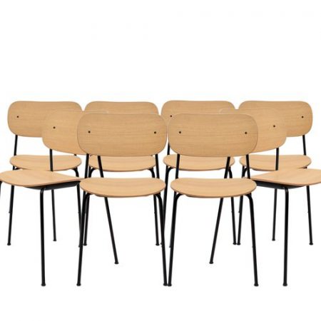 Set of Eight Co Chairs without Arms in Natural Oak from Menu Design