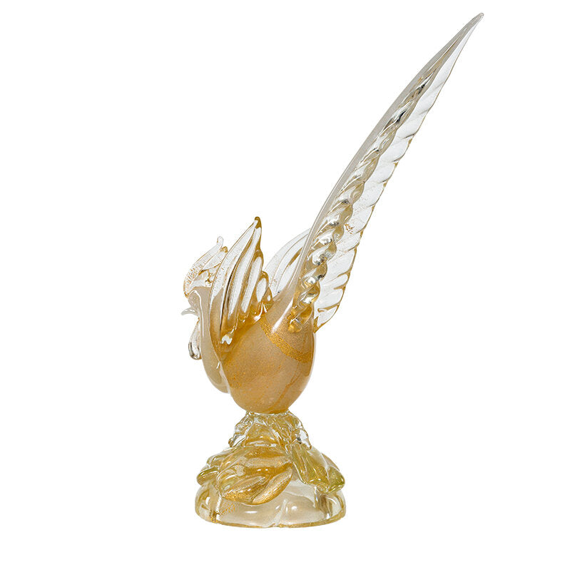 Vintage Murano Glass Pheasant with Gold Leaf