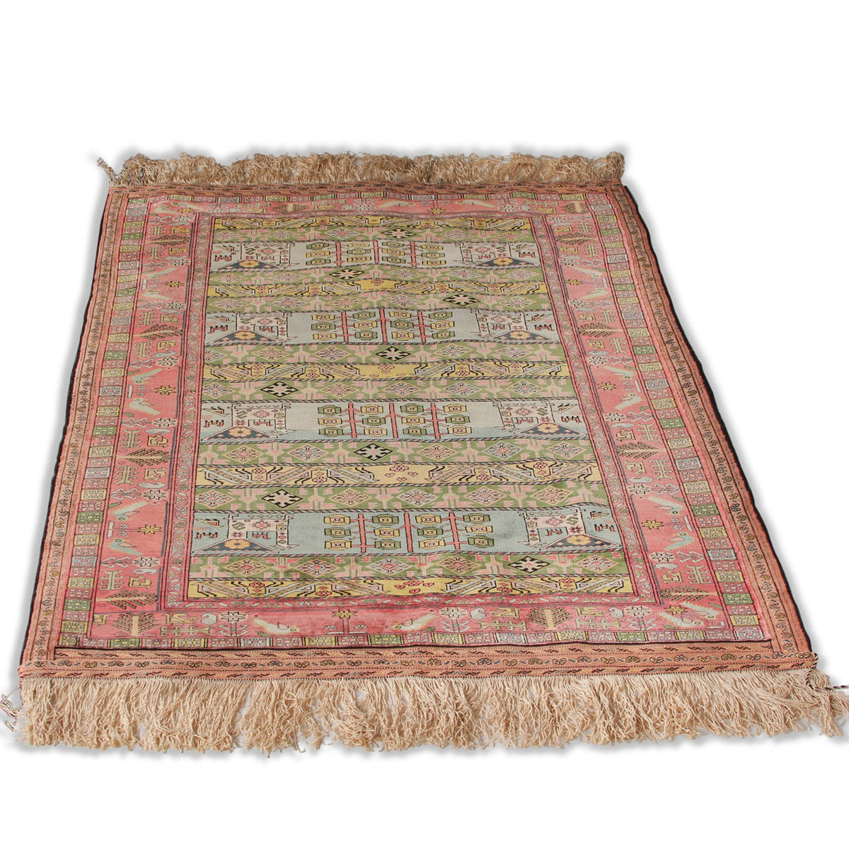 Antique Handknotted Caucasian Silk Carpet ( 3 ft 9 in x 5 ft 3 in)