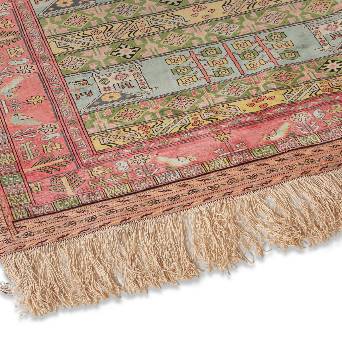 Antique Handknotted Caucasian Silk Carpet ( 3 ft 9 in x 5 ft 3 in)