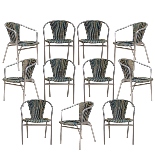 Set of 11 CB2 Rex Aluminum Outdoor Chairs (from B-Bar & Lounge, Lafayette & Bowery)