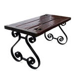 Antique Rustic Door Console Table with Wrought Iron Legs