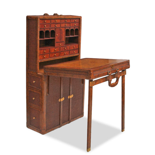 Maitland Smith Vintage Trunk Convertible Fold Out Writing Desk Designed by Provasi