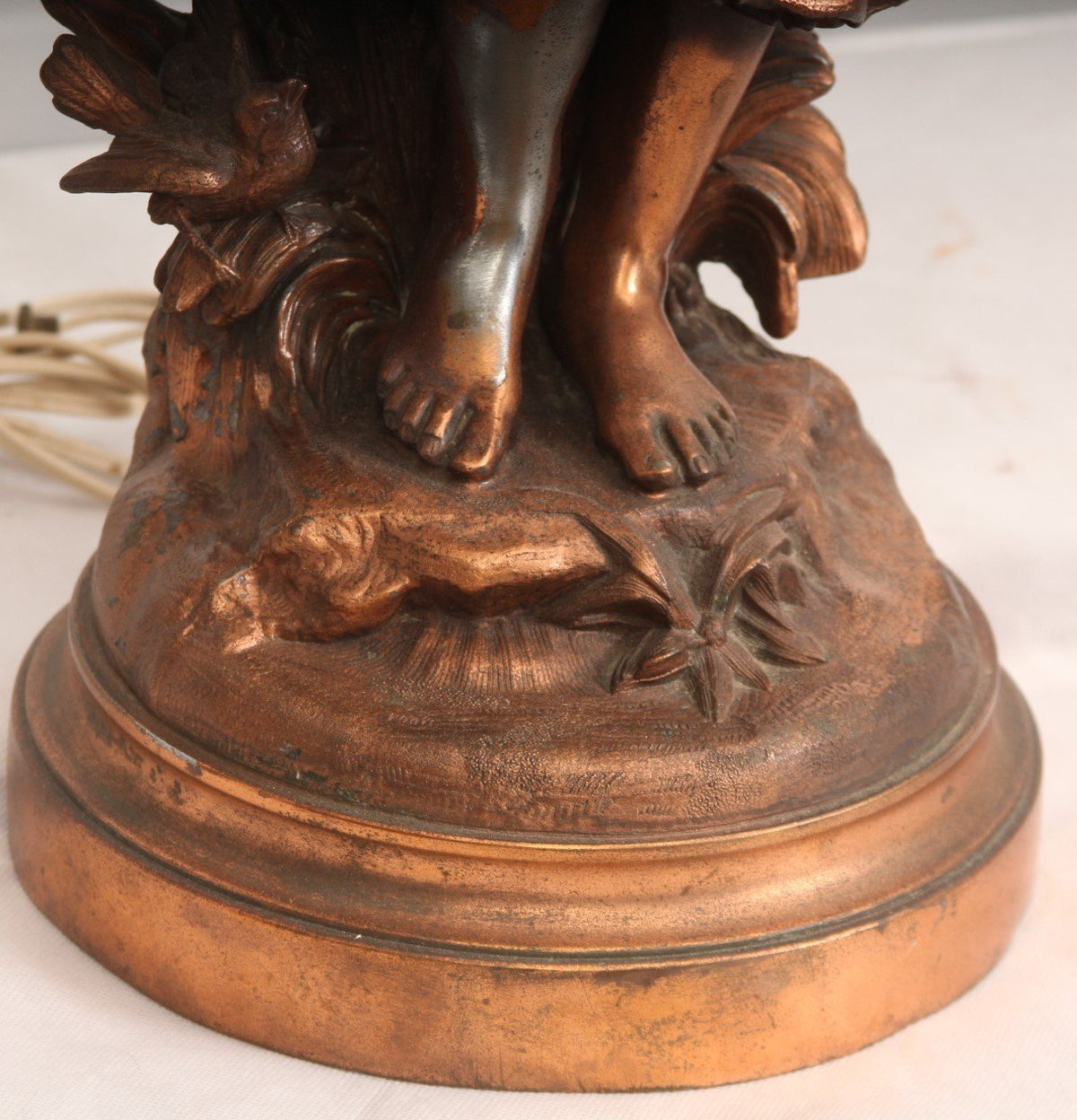 Pair of Vintage French Auguste Moreau Bronze Sculpture Table Lamps