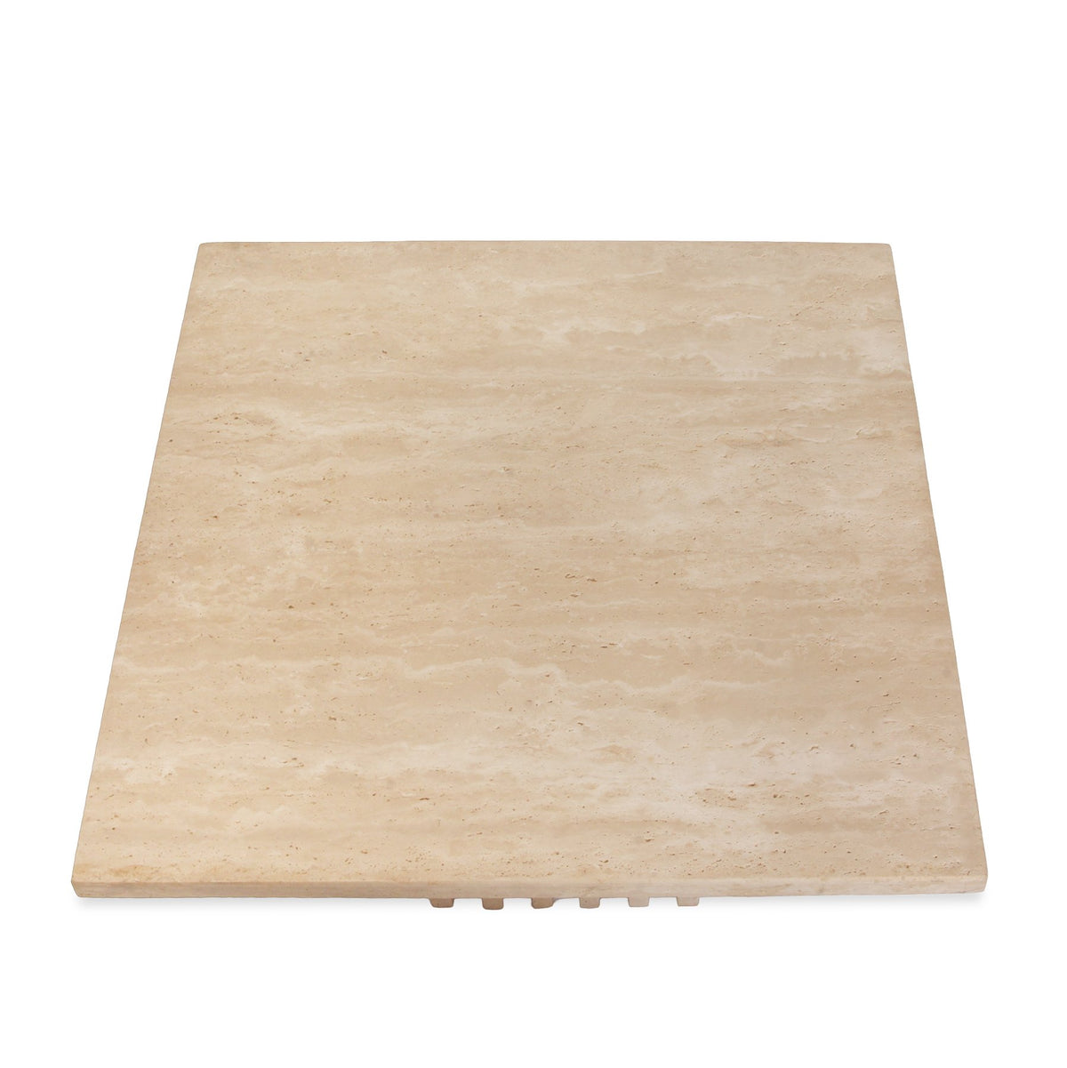 CB2 Carve 2-Piece Travertine Cocktail Table Set