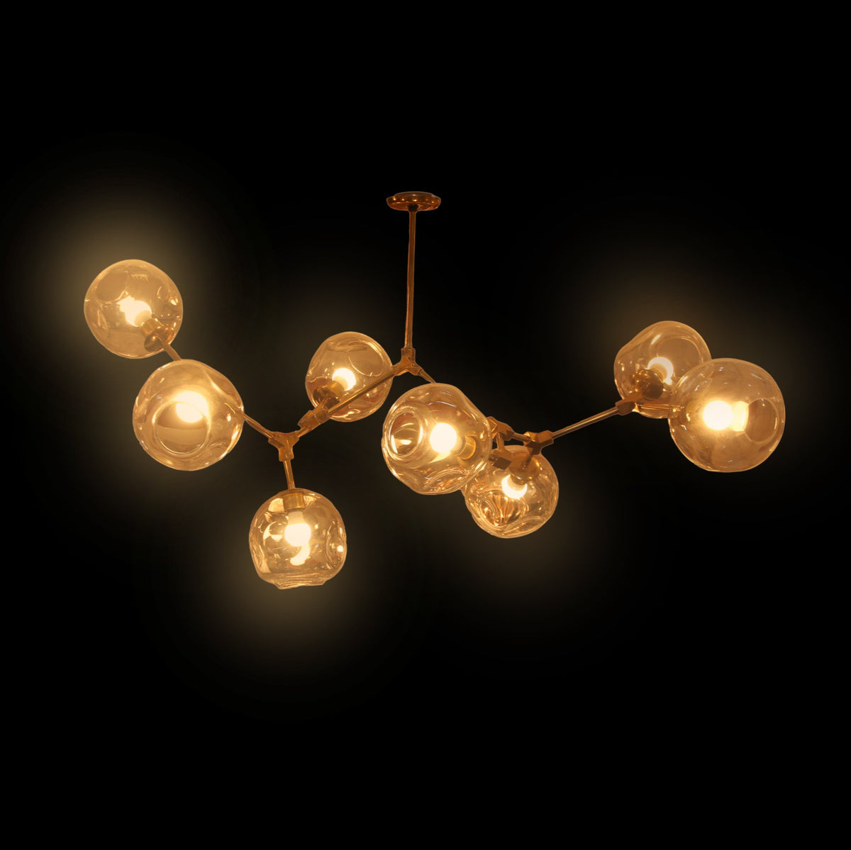 MCM Linear Sputnik Brass and Glass Chandelier