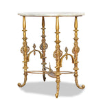 Antique French Louis XVI Style Table Gilt Brass Base with Marble Top