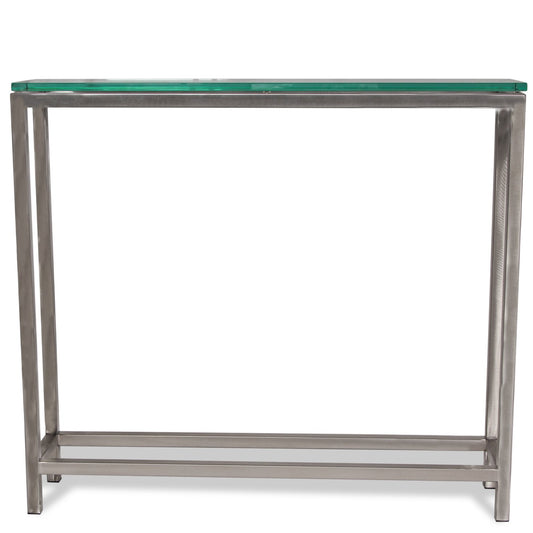 Modern Satin Nickel and Glass Console Table