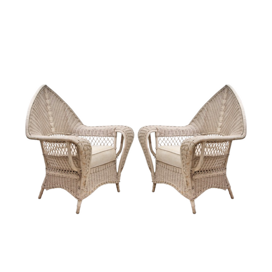 Pair of Ficks Reed Rattan Armchairs