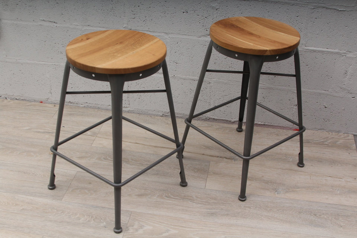 Pair of Modern Industrial Counter Stools