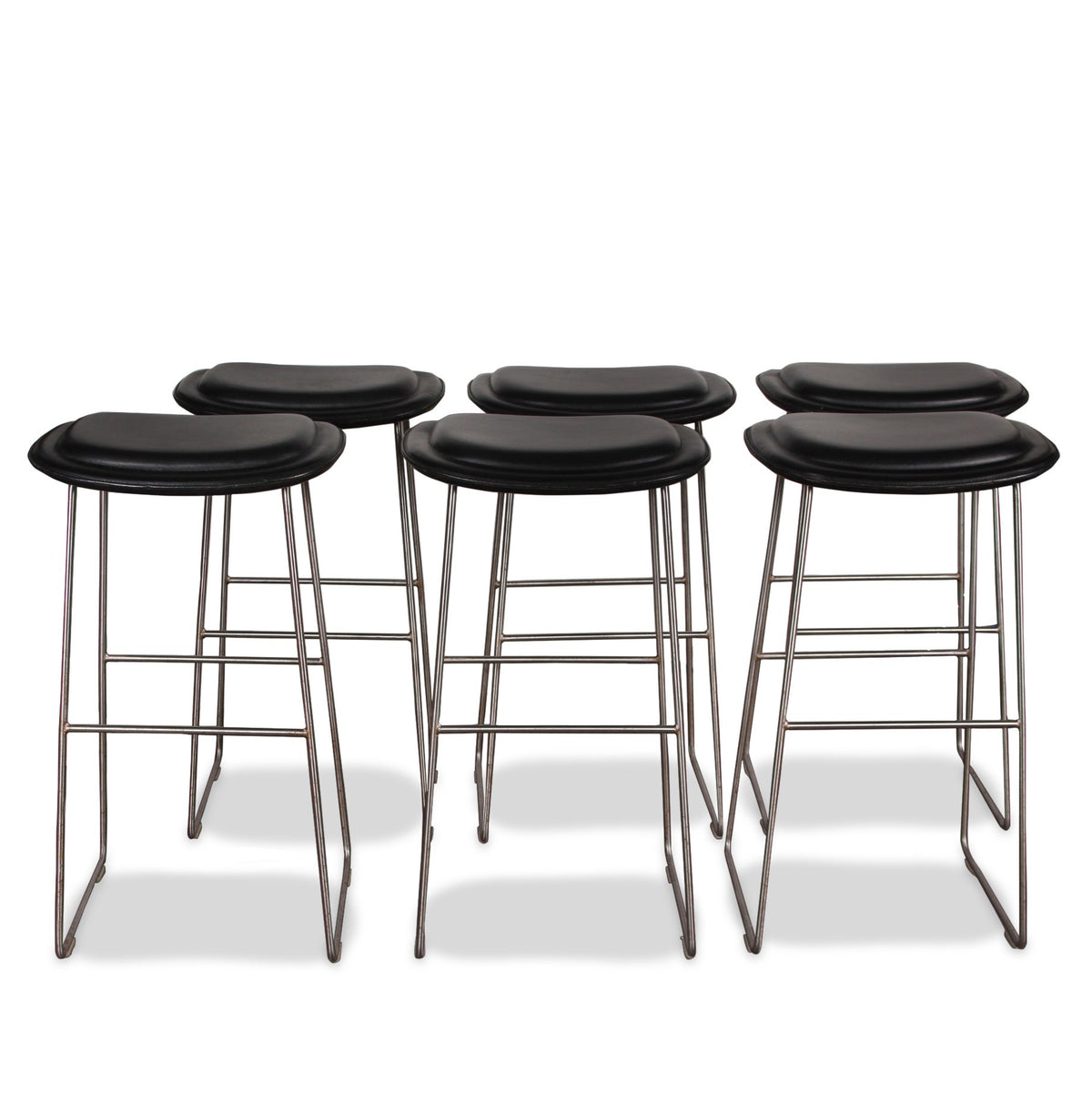 Set of 6 Modern Leather Barstools