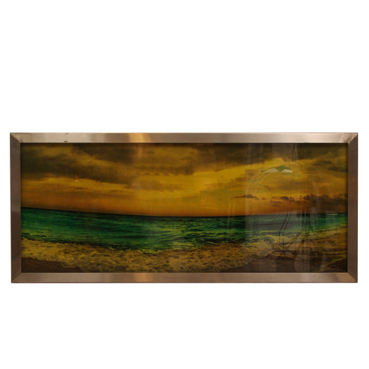 Sunset Beach Photograph in Brushed Metal Frame