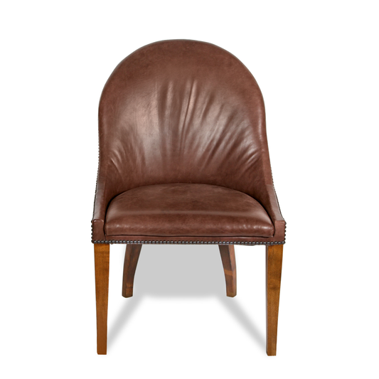 Mason-Art Spoon Chair Upholstered in Brown Leather