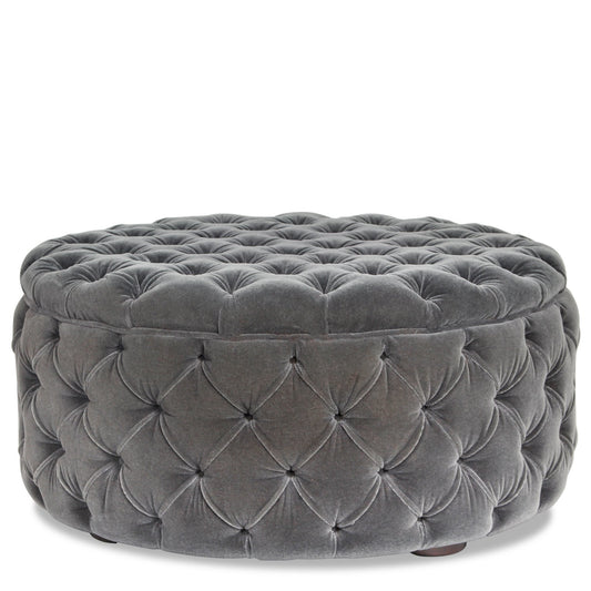 Velvet Round Ottoman