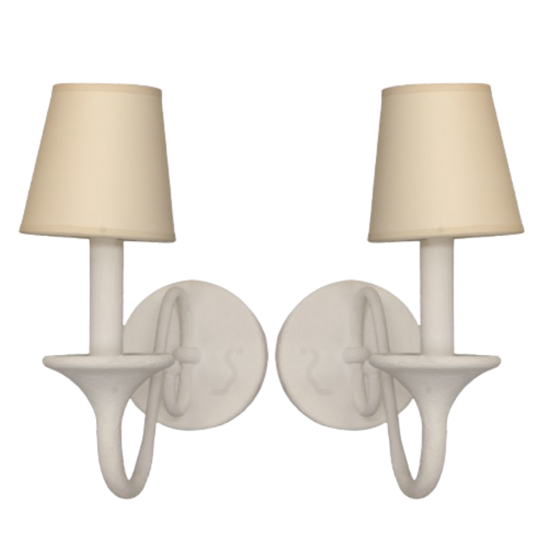 Hudson Valley Windsor White Plaster Sconce Wall Light, Pair of