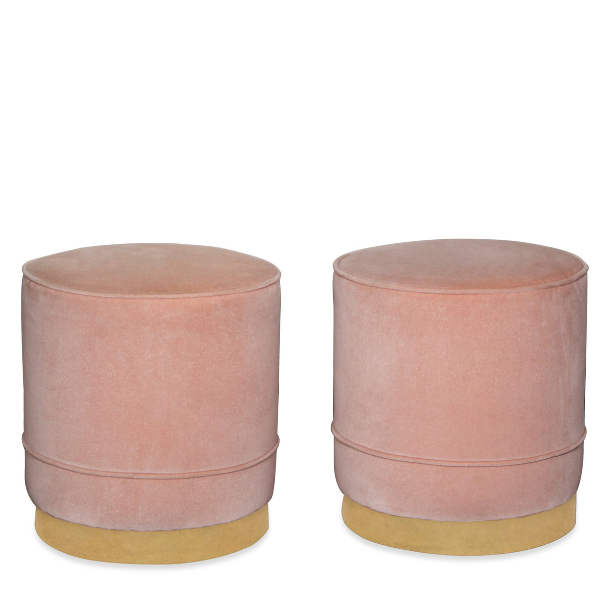 Pair of Kim Salmela Piper Stool in Cambridge Rosewater Velvet