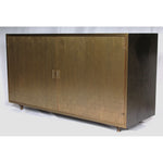 Julian Chichester Fry Cabinet with Ochre Vellum Wrap and Fishscale Brass Doors